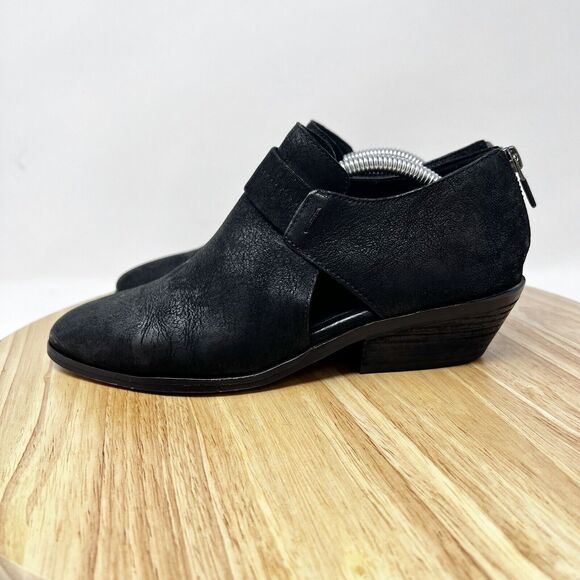 Eileen Fisher LISBON Booties Black Nubuck Cut Out Block Heel Women’s 7 - Picture 4 of 11